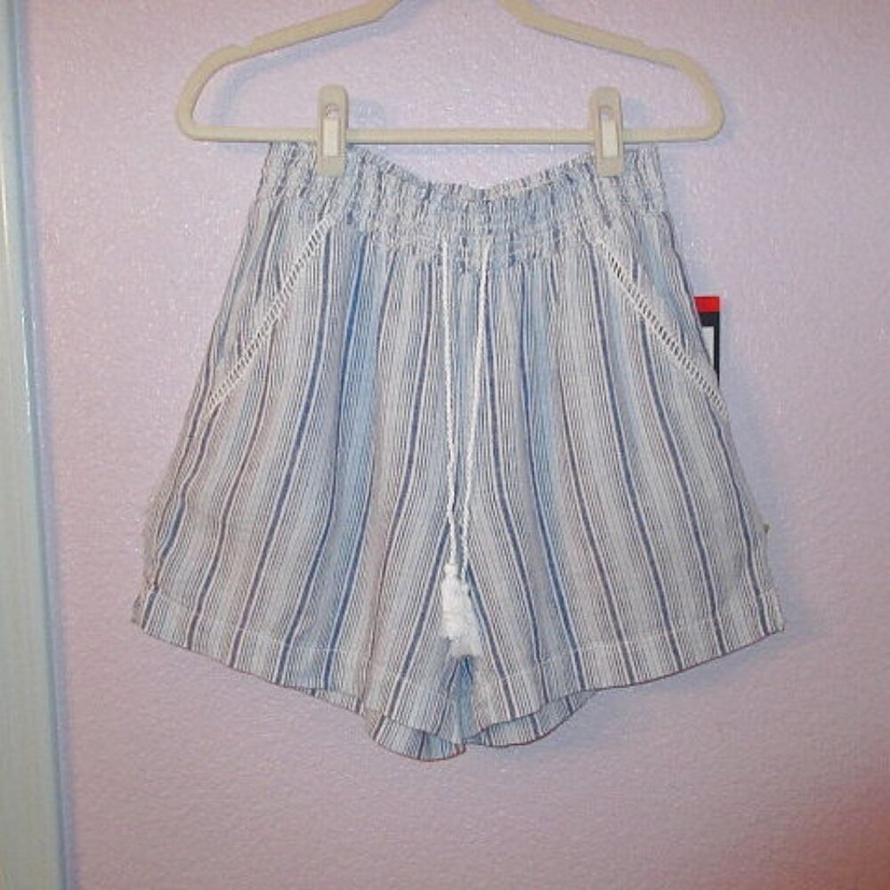 Briggs Linen Blend Pull On Shorts Size M Pockets High Rise Nautical Preppy NWT